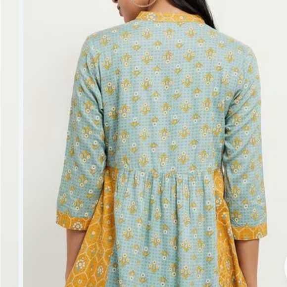 Max Yellow and Blue peasant Top size XL cottagecore boho - Picture 3 of 10